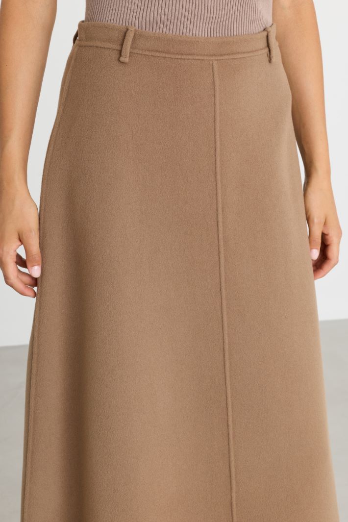 Flared Double-Faced Wool Skirt - CAMEL - Intrend - 3