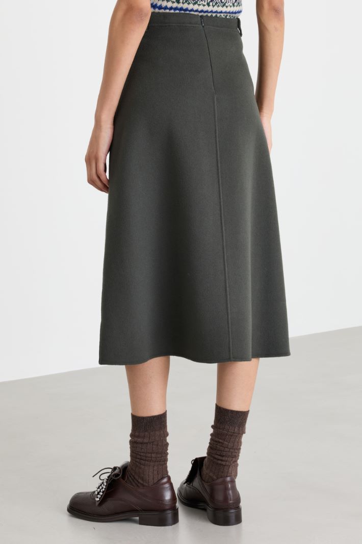 Flared Double-Faced Wool Skirt - GREY - Intrend - 4