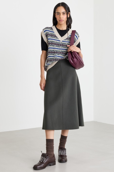 Flared Double-Faced Wool Skirt - Intrend