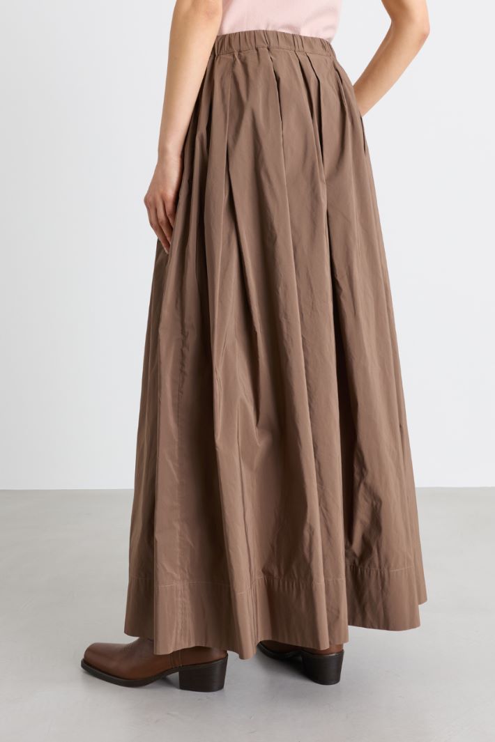 Flared microfaille skirt - BROWN - Intrend - 4