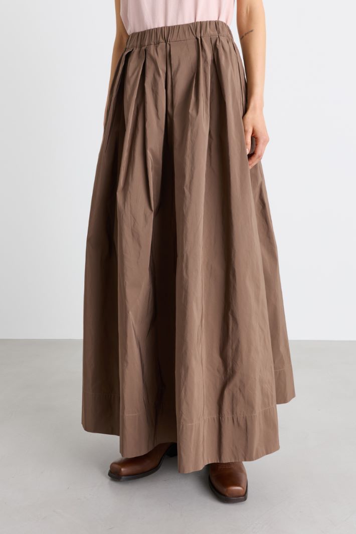 Flared microfaille skirt - BROWN - Intrend - 2