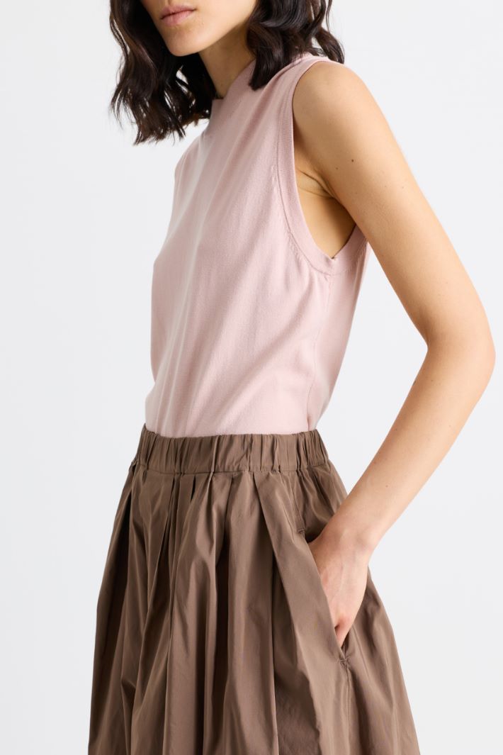 Flared microfaille skirt - BROWN - Intrend - 3