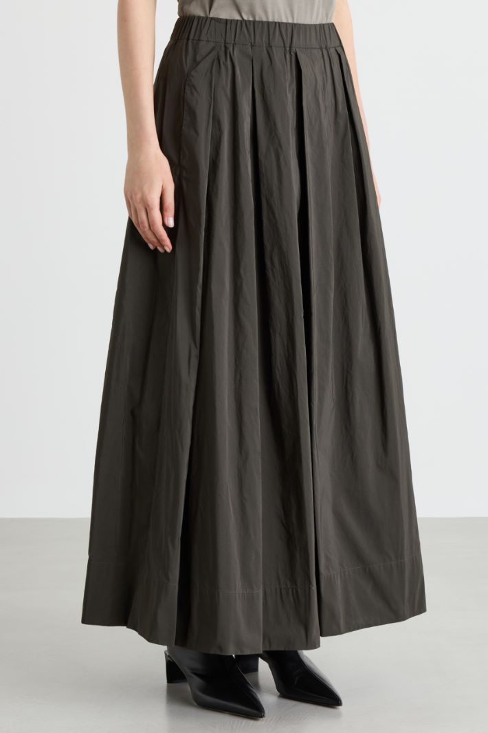 Flared microfaille skirt - GREEN - Intrend - 2