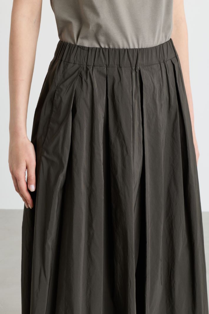 Flared microfaille skirt - GREEN - Intrend - 3