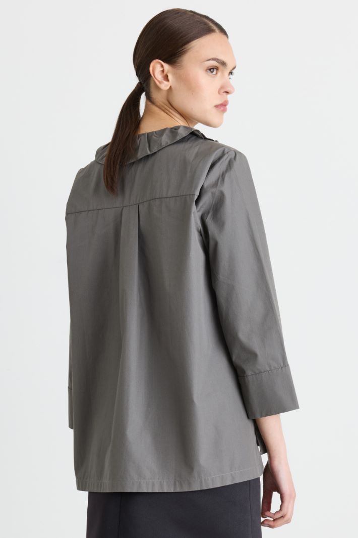 Camicia in popeline con ruches - GRIGIO - Intrend - 4