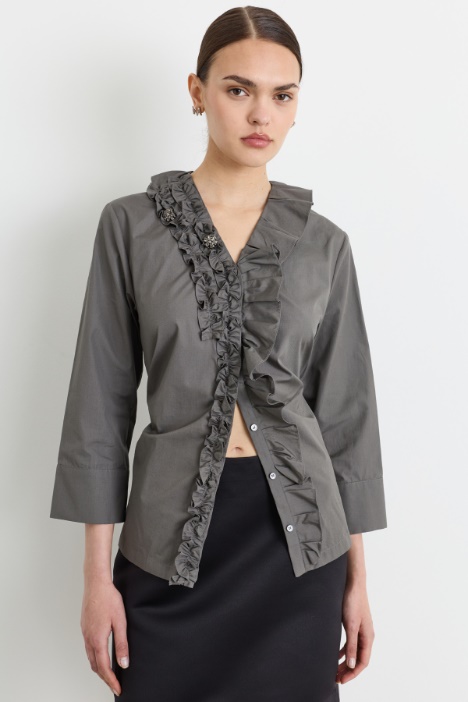 Camicia in popeline con ruches - Intrend