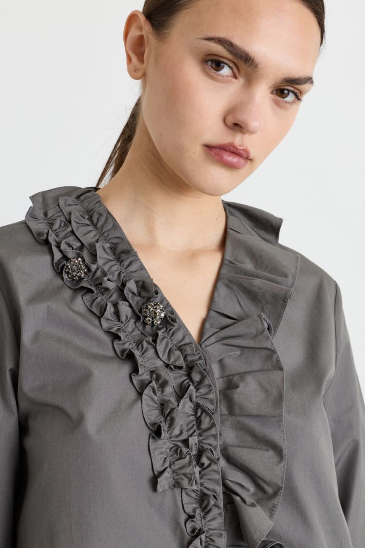 Camicia in popeline con ruches - GRIGIO - Intrend - 3