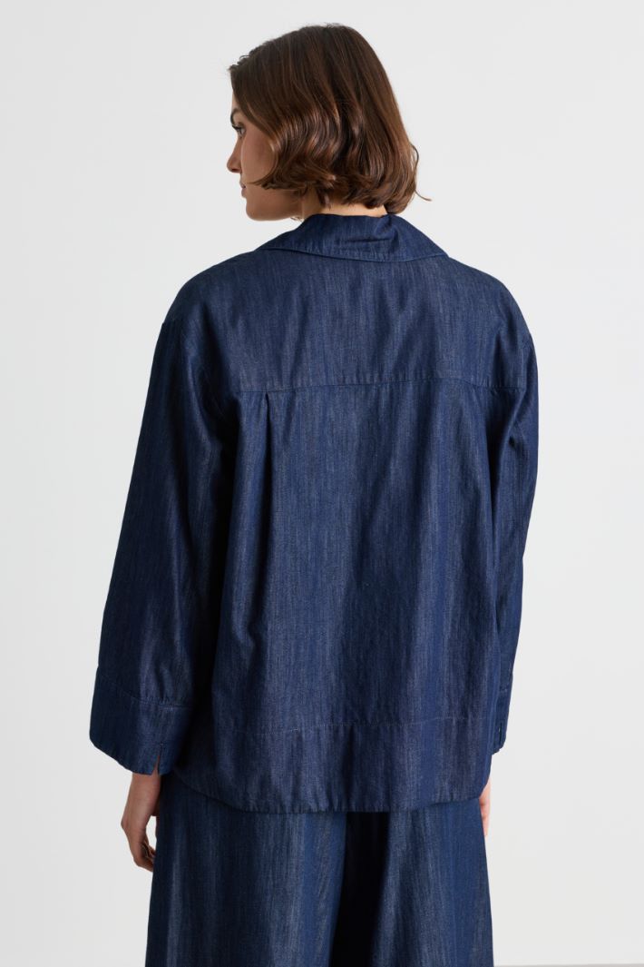 Camicia con scollo a V - BLU - Intrend - 4