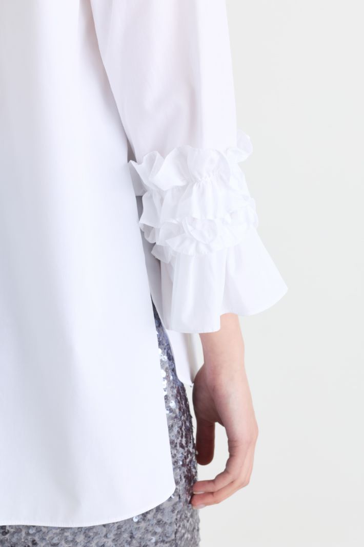 Camicia in popeline con ruches - BIANCO - Intrend - 3