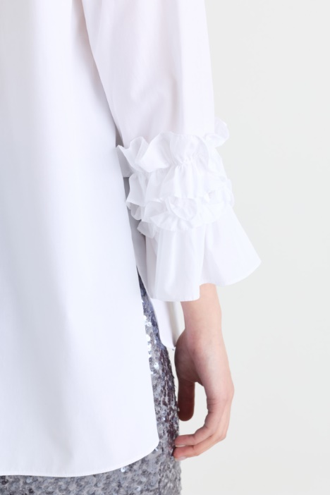 Camicia in popeline con ruches
