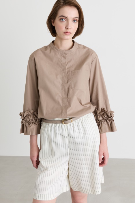 Camicia in popeline con ruches - Intrend