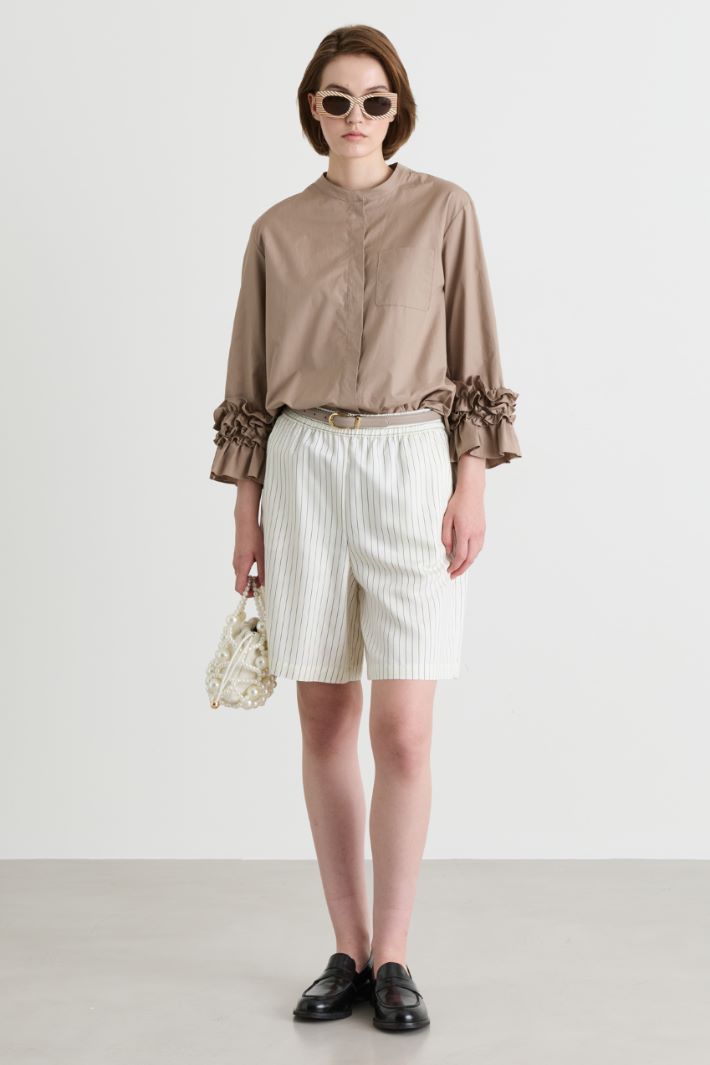 Camicia in popeline con ruches - CAMMELLO - Intrend