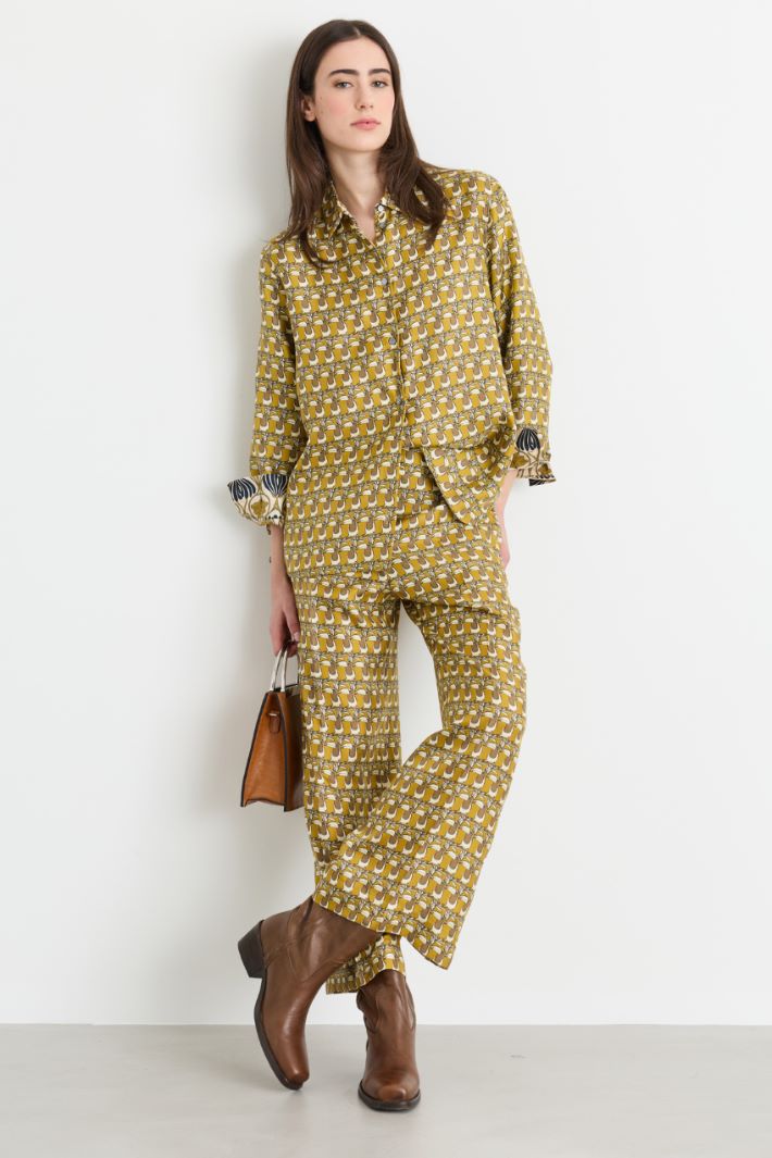 Blusa reversibile in twill con spacchi - CAMMELLO - Intrend