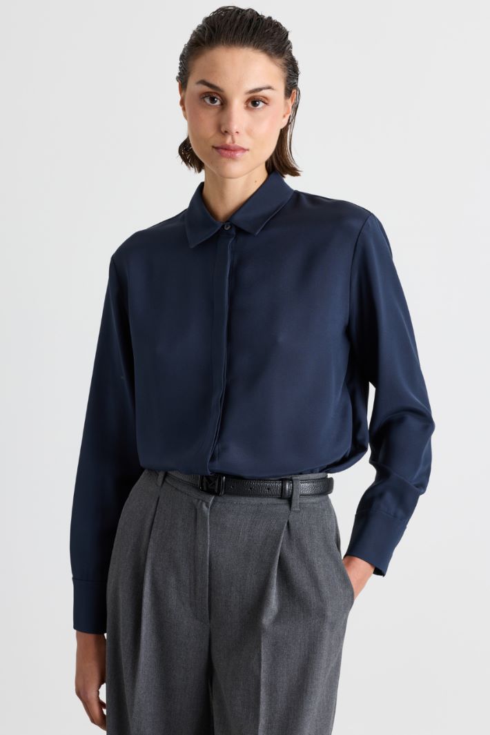 Camicia in crepe de chine - BLU - Intrend - 2