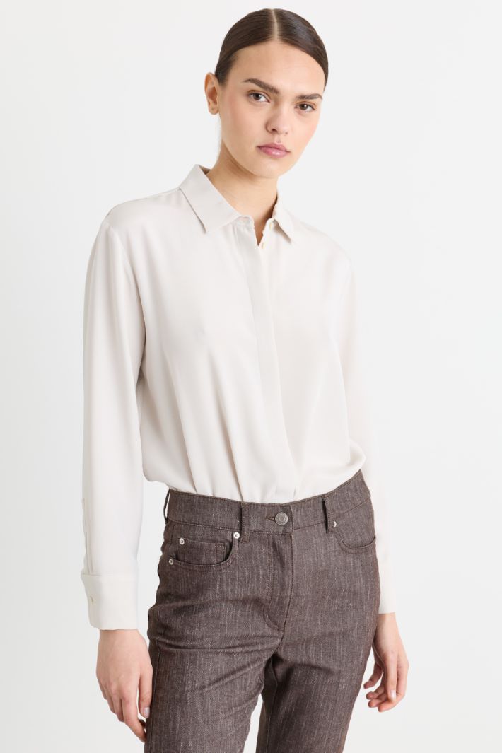 Camicia in crepe de chine - BIANCO - Intrend - 2