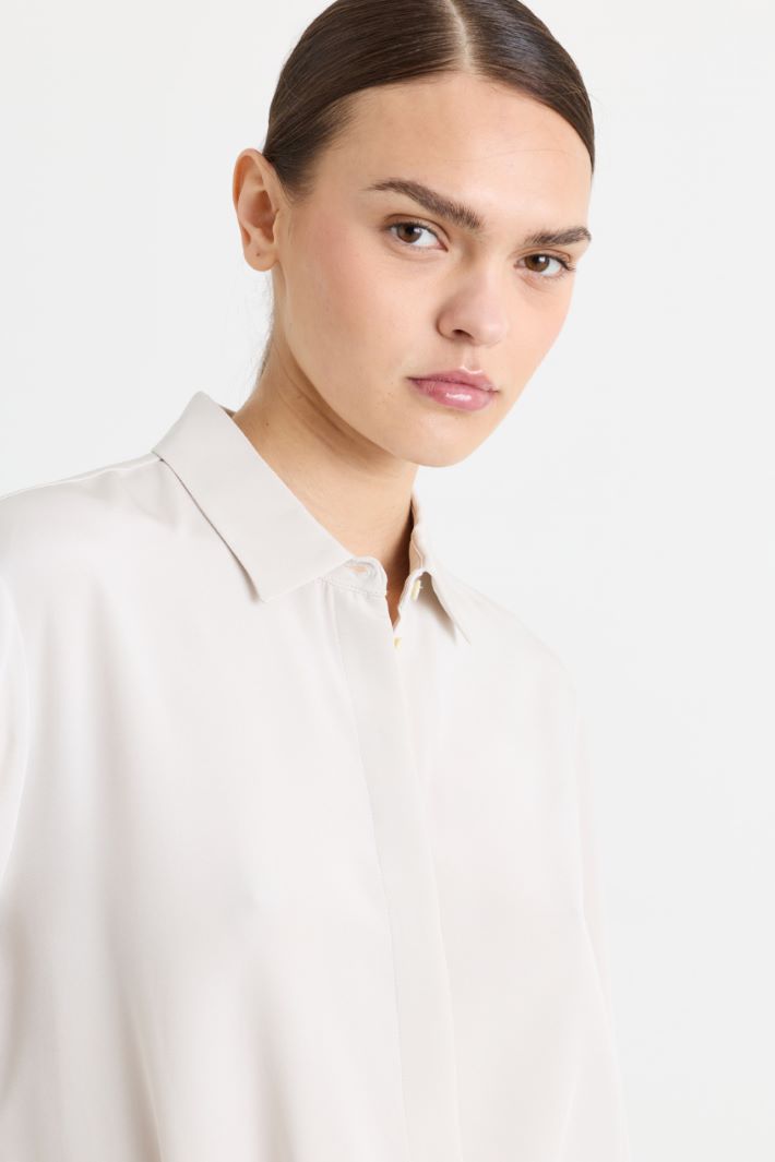 Camicia in crepe de chine - BIANCO - Intrend - 3