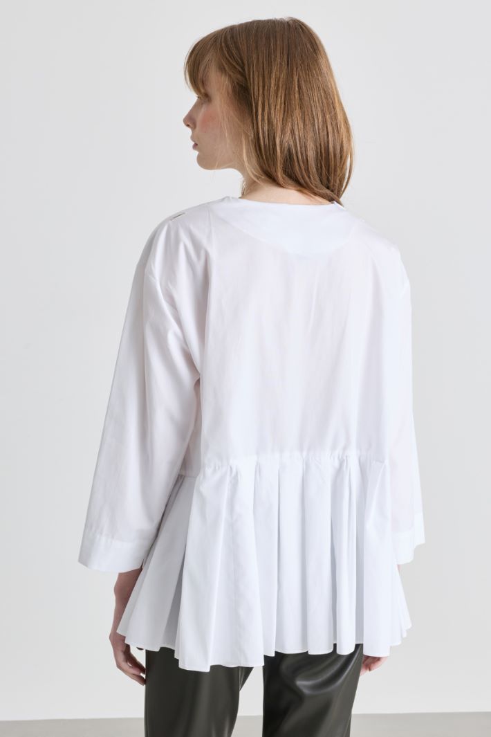 Camicia con balza e ruches - BIANCO - Intrend - 4