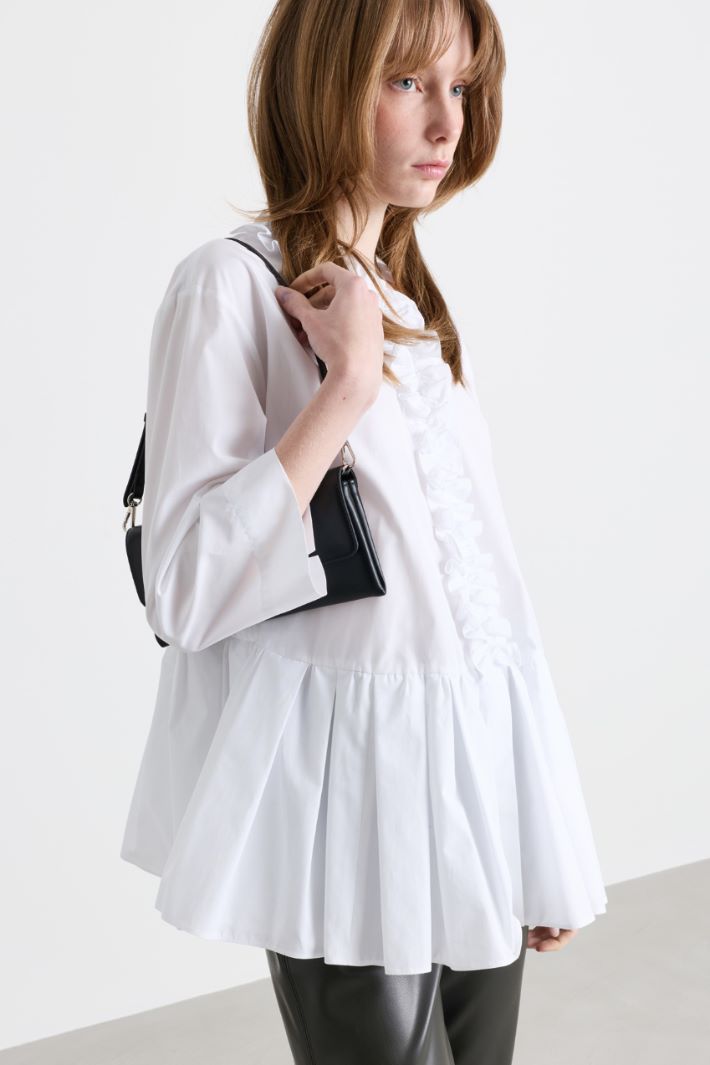 Camicia con balza e ruches - BIANCO - Intrend - 2
