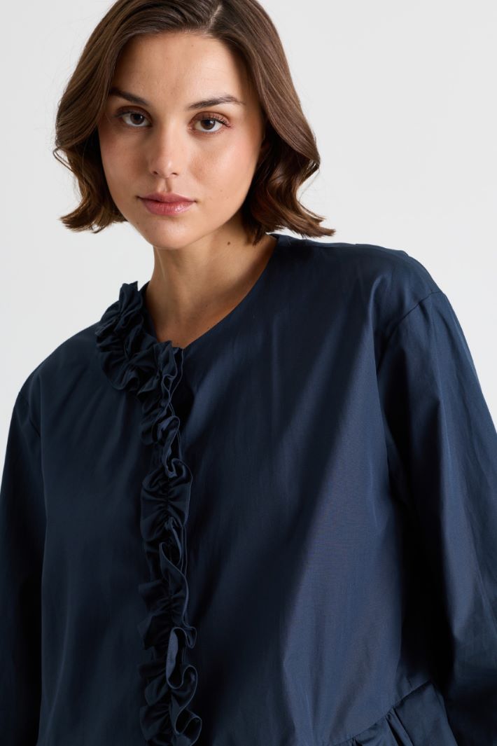 Camicia con balza e ruches - BLU - Intrend - 3