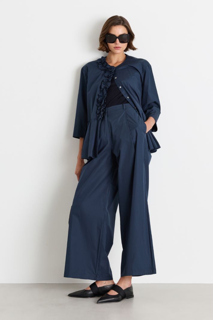 Camicia con balza e ruches - BLU - Intrend
