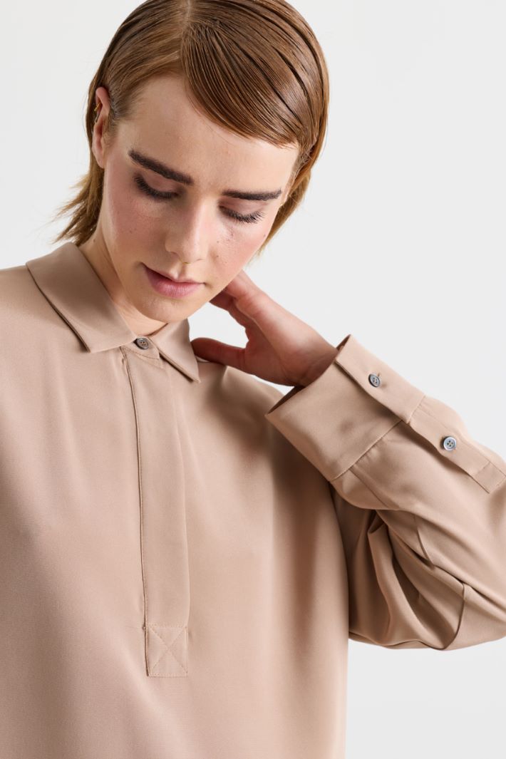 Crepe de chine shirt - CAMEL - Intrend - 3