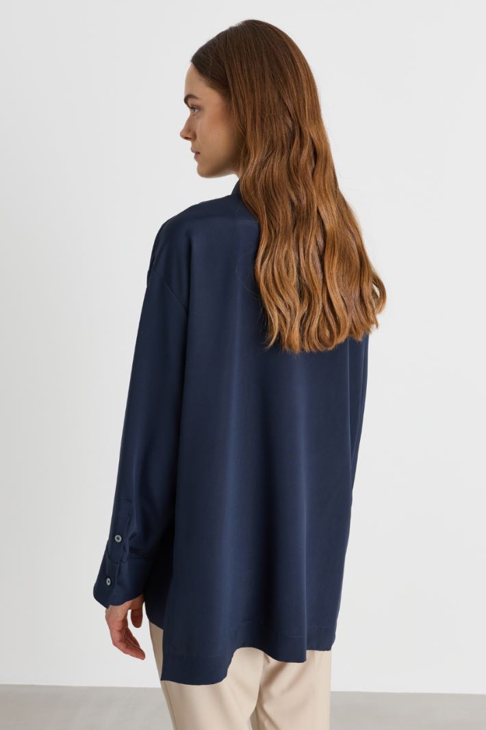 Crepe de chine shirt - BLUE - Intrend - 4