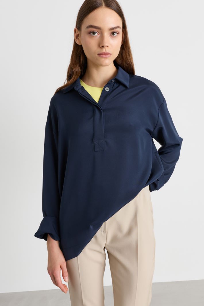Crepe de chine shirt - BLUE - Intrend - 2