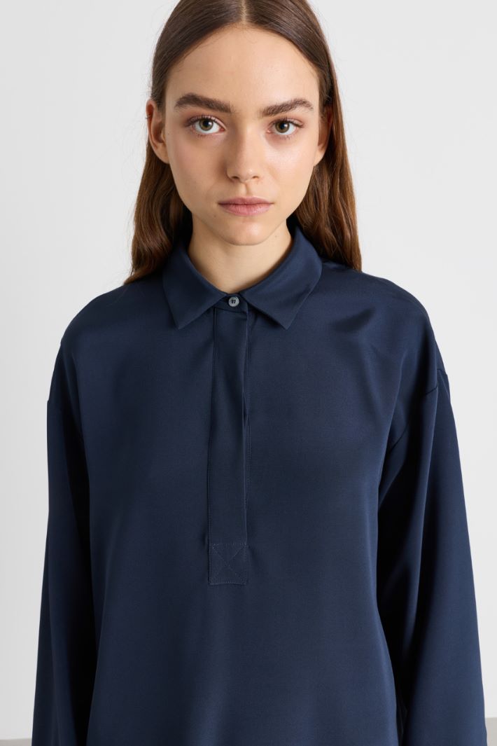 Crepe de chine shirt - BLUE - Intrend - 3