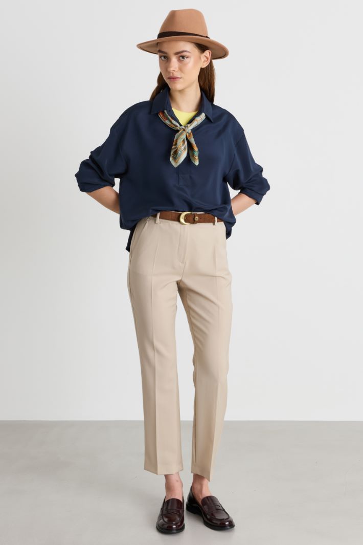 Crepe de chine shirt - BLUE - Intrend