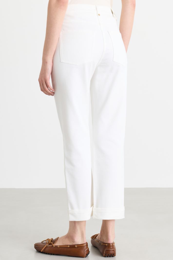 Pantalon droit en denim bull - BLANC - Intrend - 4