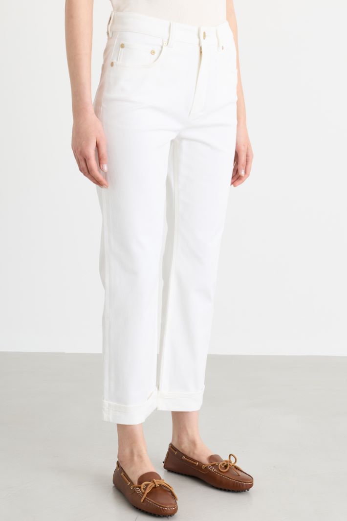 Pantalon droit en denim bull - BLANC - Intrend - 2