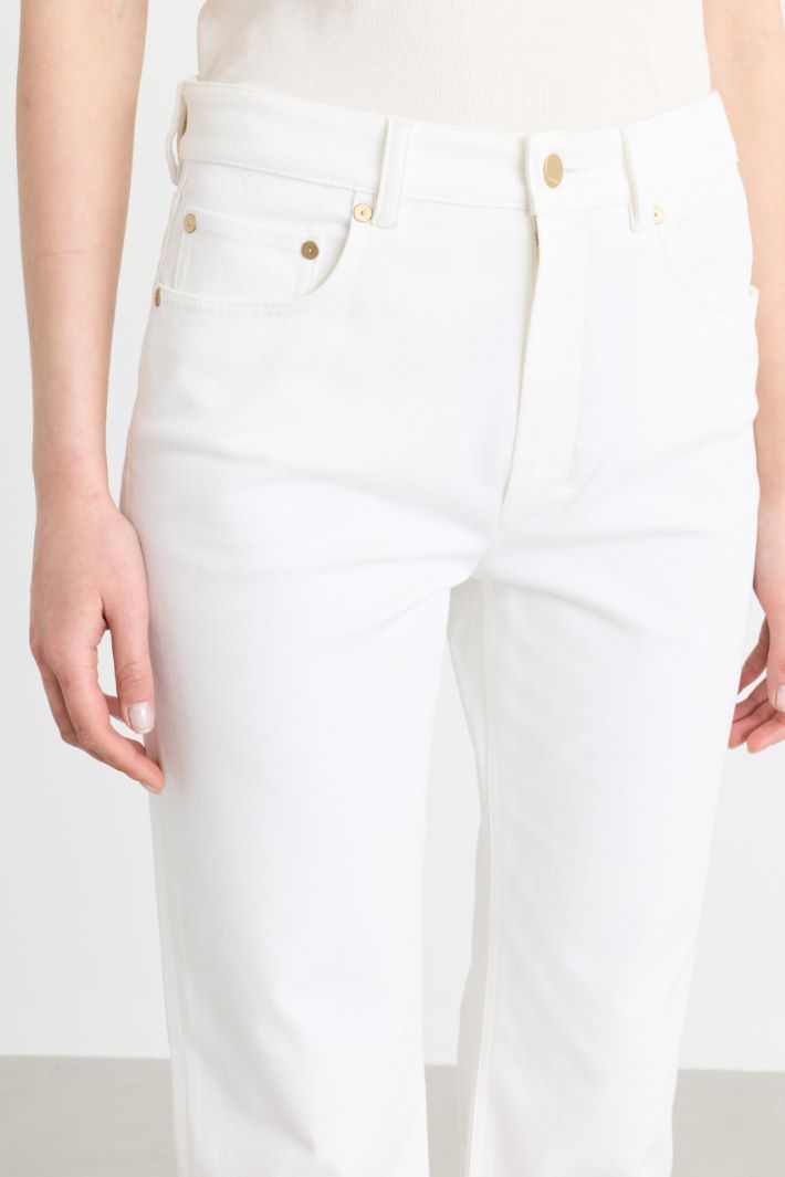 Pantalon droit en denim bull - BLANC - Intrend - 3
