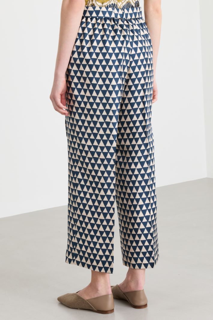 Pantalone cropped in twill - BLU BIANCO - Intrend - 4