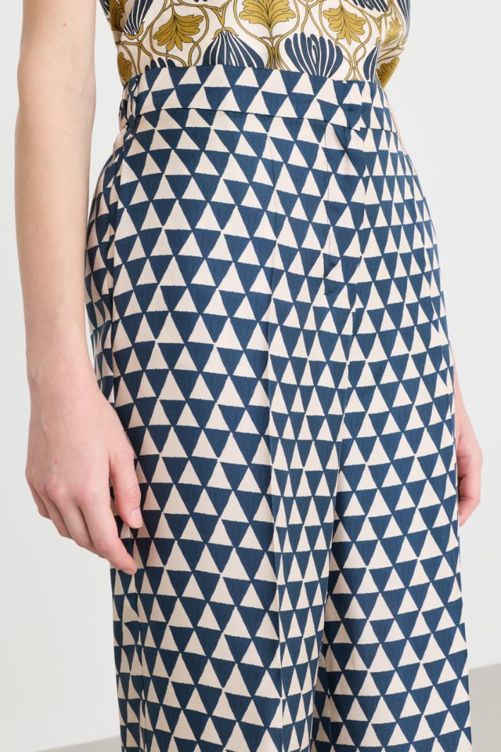 Pantalone cropped in twill - BLU BIANCO - Intrend - 3