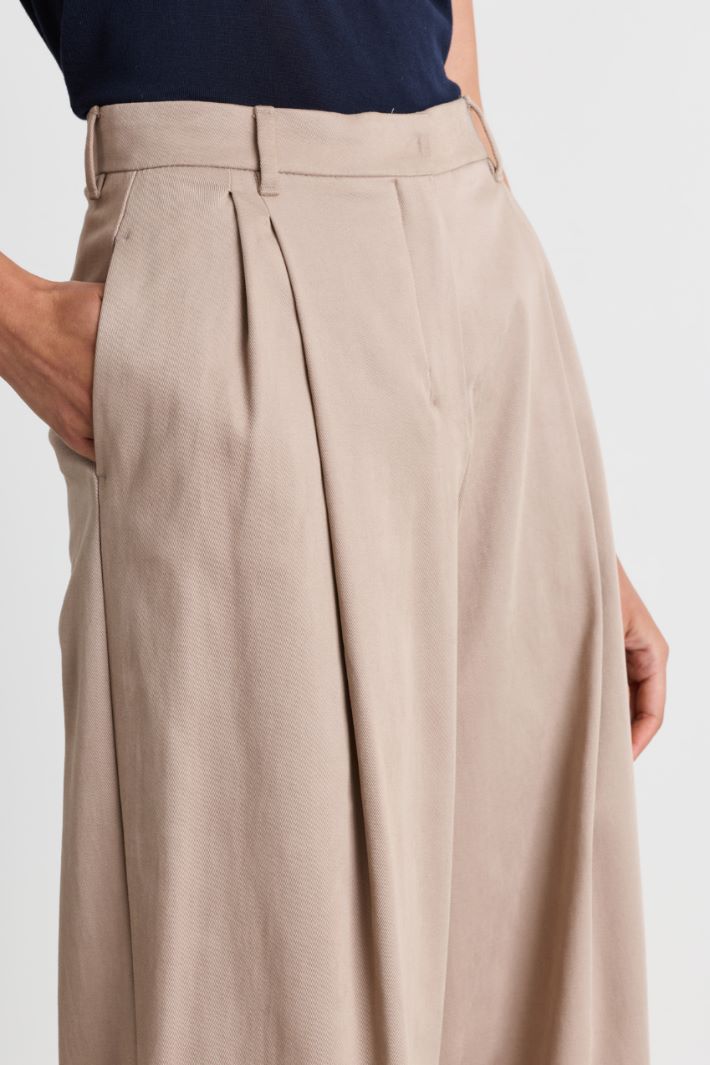 Weite Hose aus Stretch-Twill - BEIGE - Intrend - 3