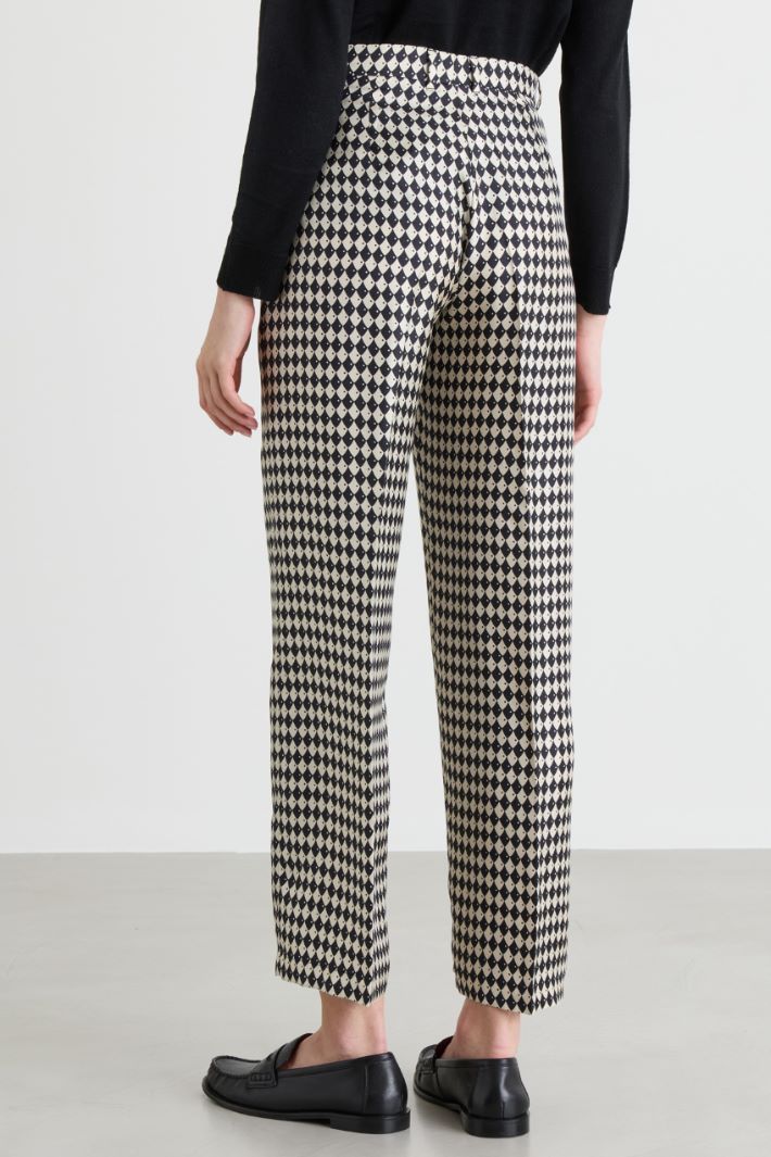 Twill trousers - BLACK WHITE - Intrend - 4
