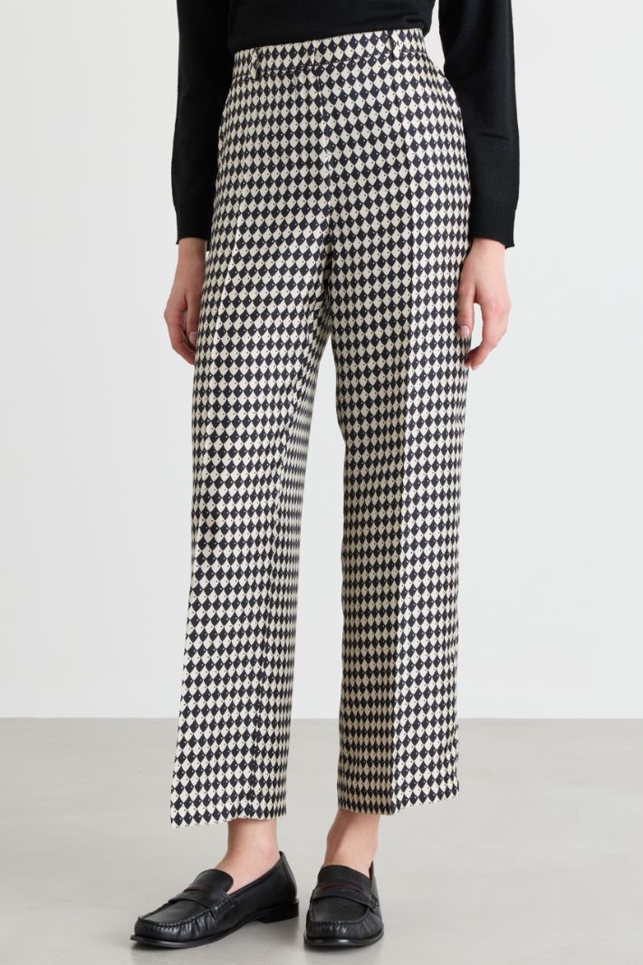 Twill trousers - BLACK WHITE - Intrend - 2