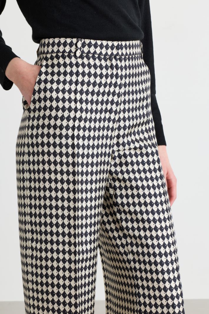Twill trousers - BLACK WHITE - Intrend - 3