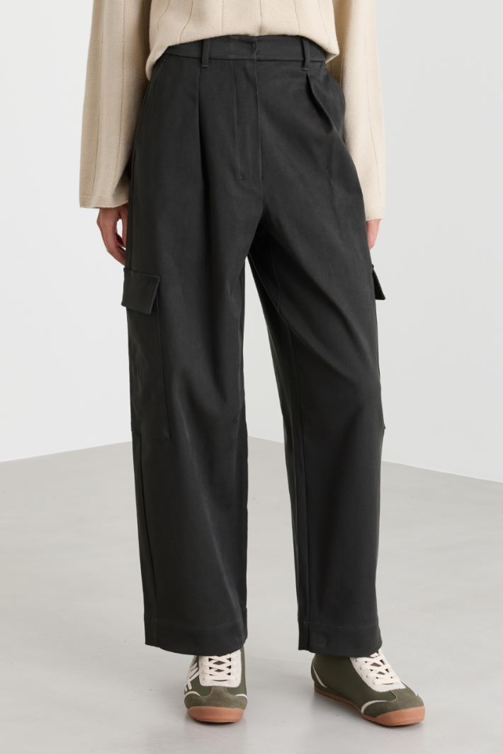 Pantalone cargo in drill - NERO - Intrend - 2