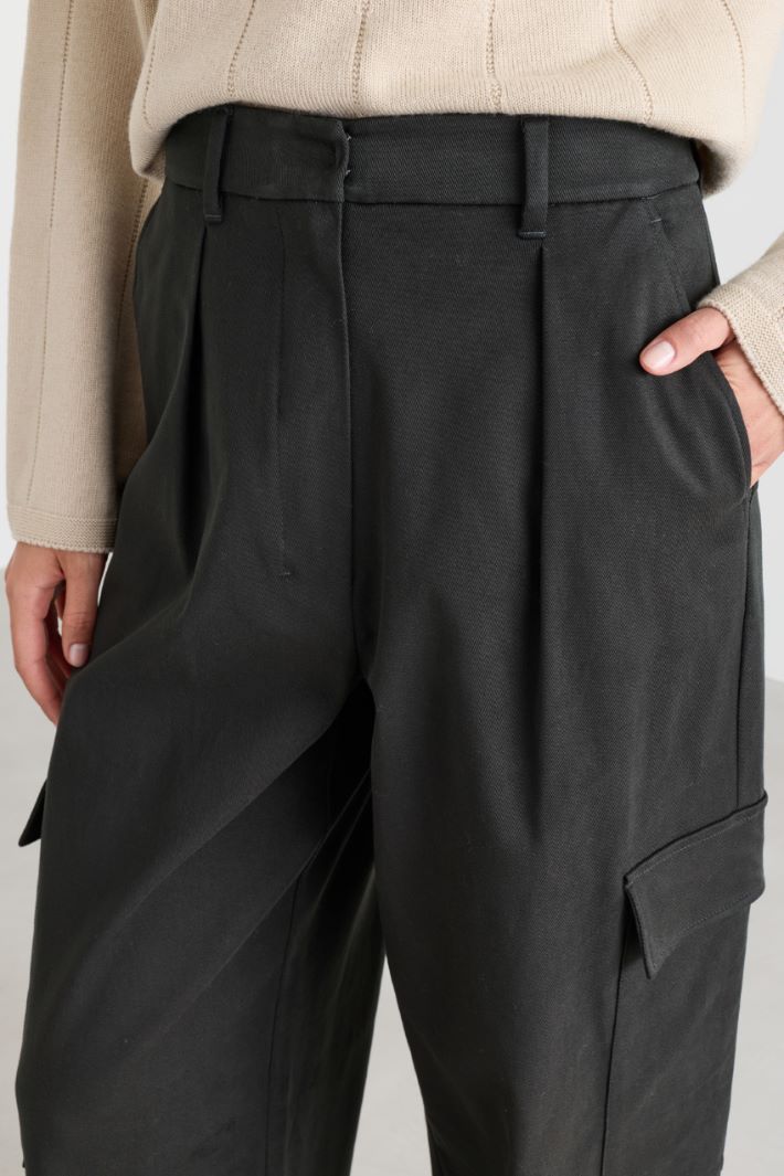 Pantalone cargo in drill - NERO - Intrend - 3