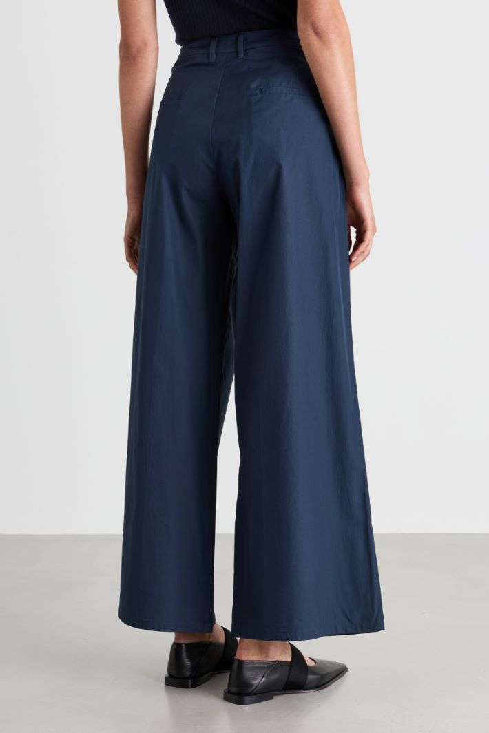 Wide-leg poplin trousers - BLUE - Intrend - 4
