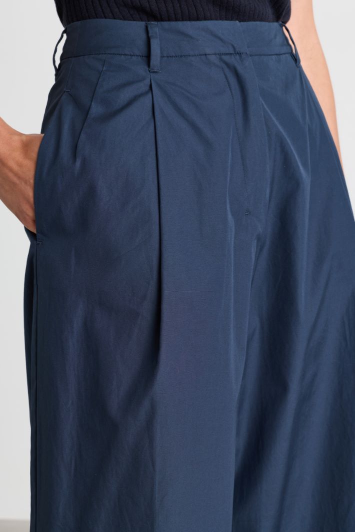 Wide-leg poplin trousers - BLUE - Intrend - 3