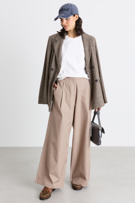 Wide-leg poplin trousers - Intrend