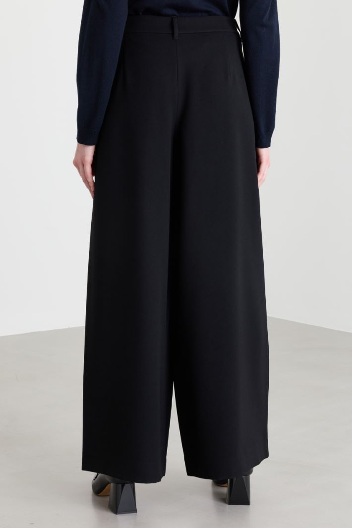 Wide-leg wool gabardine trousers - BLACK - Intrend - 4