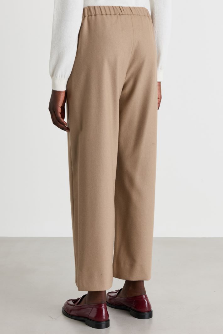 Stretch wool flannel jogging trousers - BEIGE - Intrend - 4