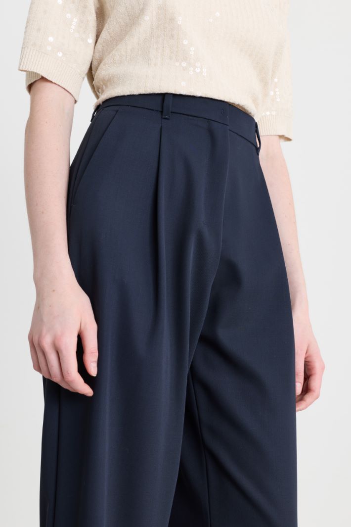 Wide leg cady trousers - BLUE - Intrend - 3