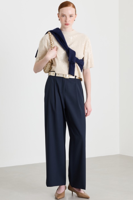 Wide leg cady trousers - Intrend