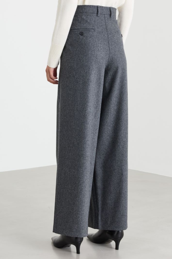 Wide-leg flannel trousers - GREY - Intrend - 4