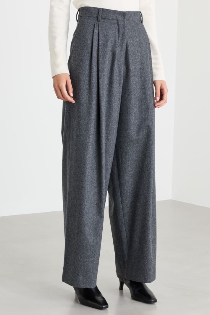 Wide-leg flannel trousers - GREY - Intrend - 2