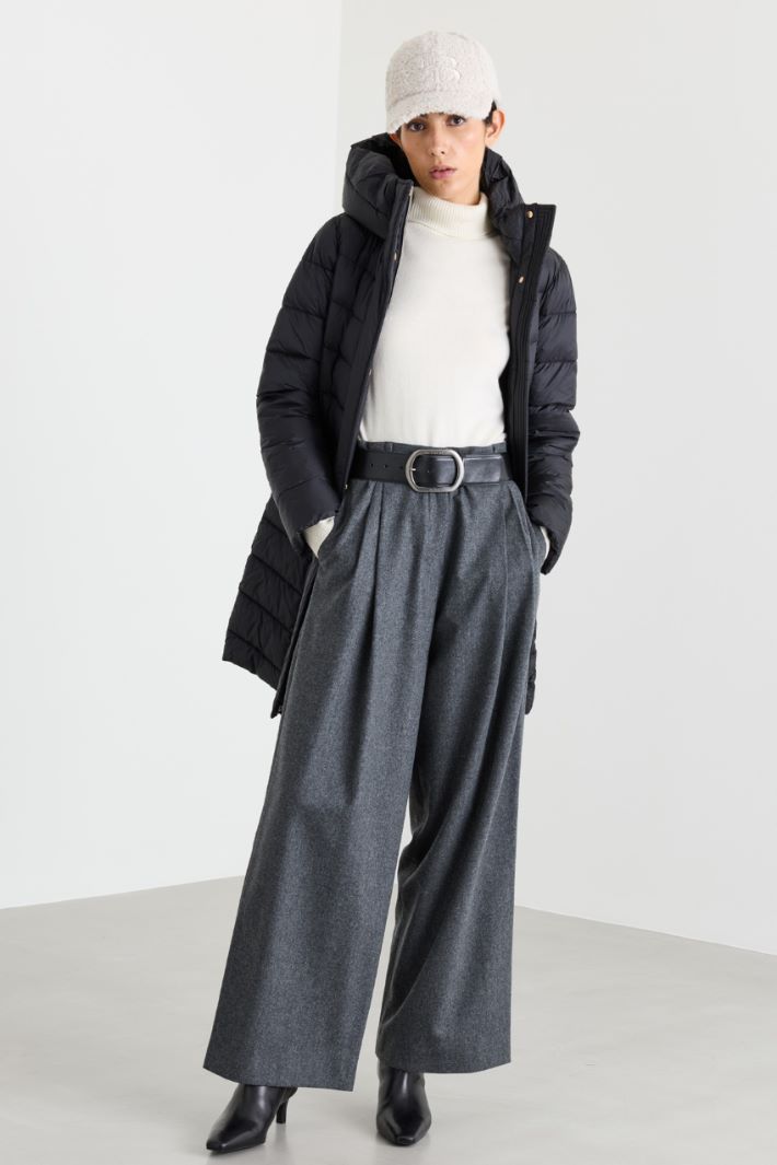 Wide-leg flannel trousers - GREY - Intrend